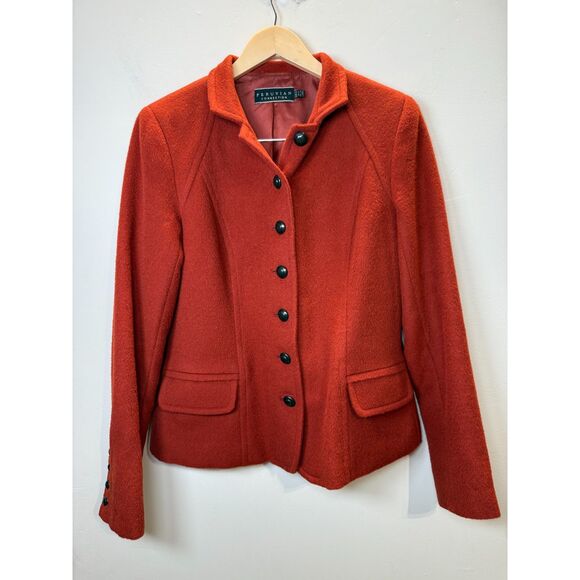 Peruvian Connection Women's Size 4 Rust Orange Baby Alpaca & Wool Blazer Jacket - Picture 1 of 9